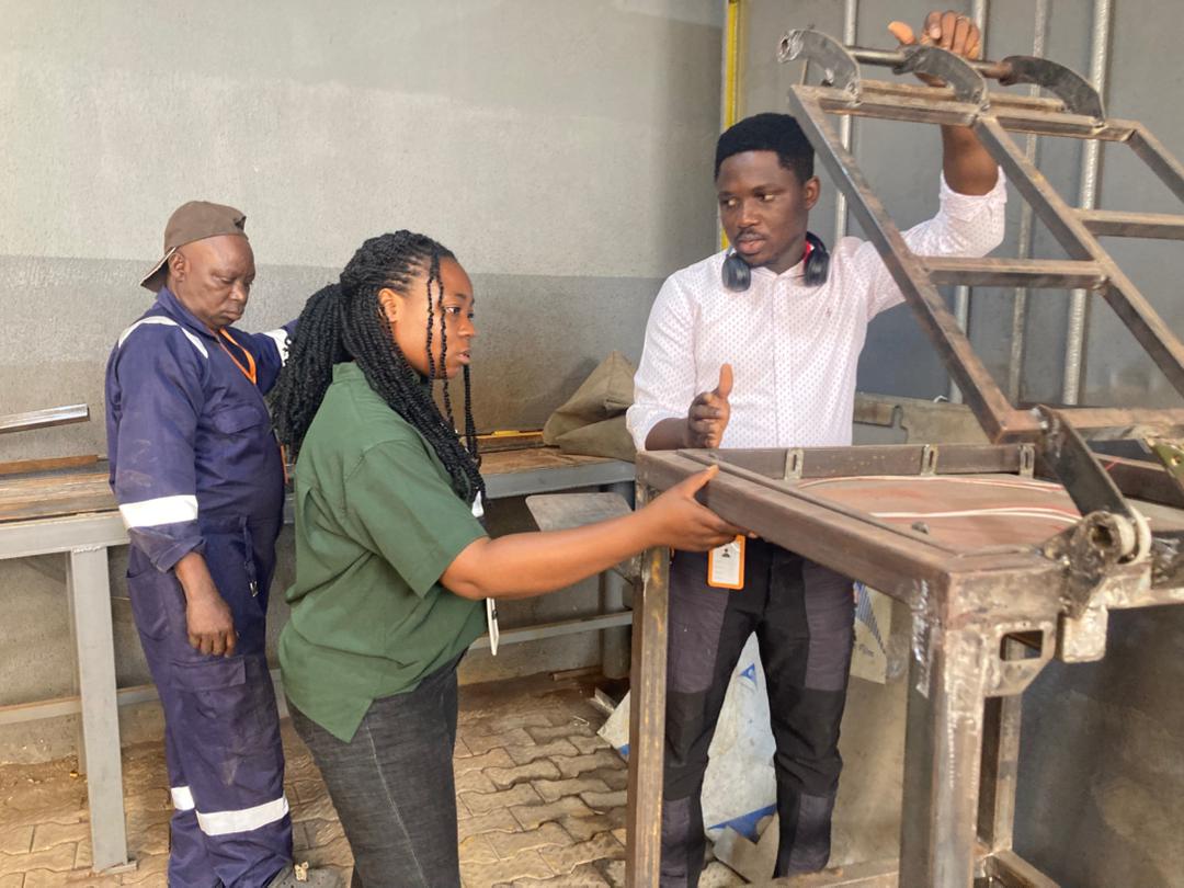 Blessing Ekwere and the fabrication team